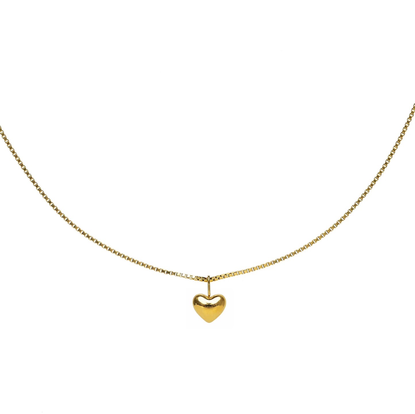 Dainty Gold puffy Heart Necklace