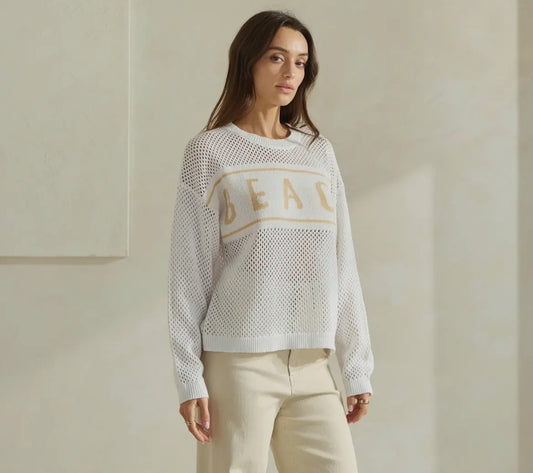 Beach Knit Sweater, White