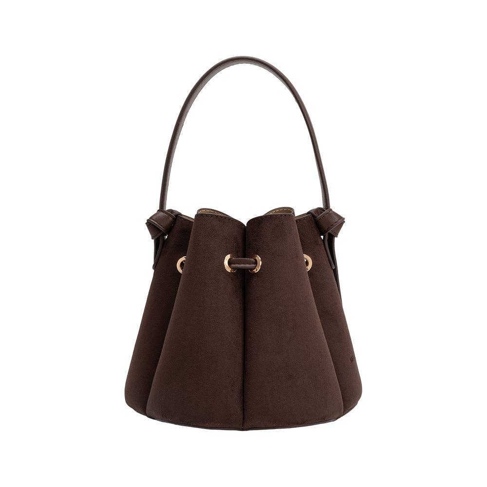 Laguna Mini Vegan Suede Top Handle Bag, Chocolate