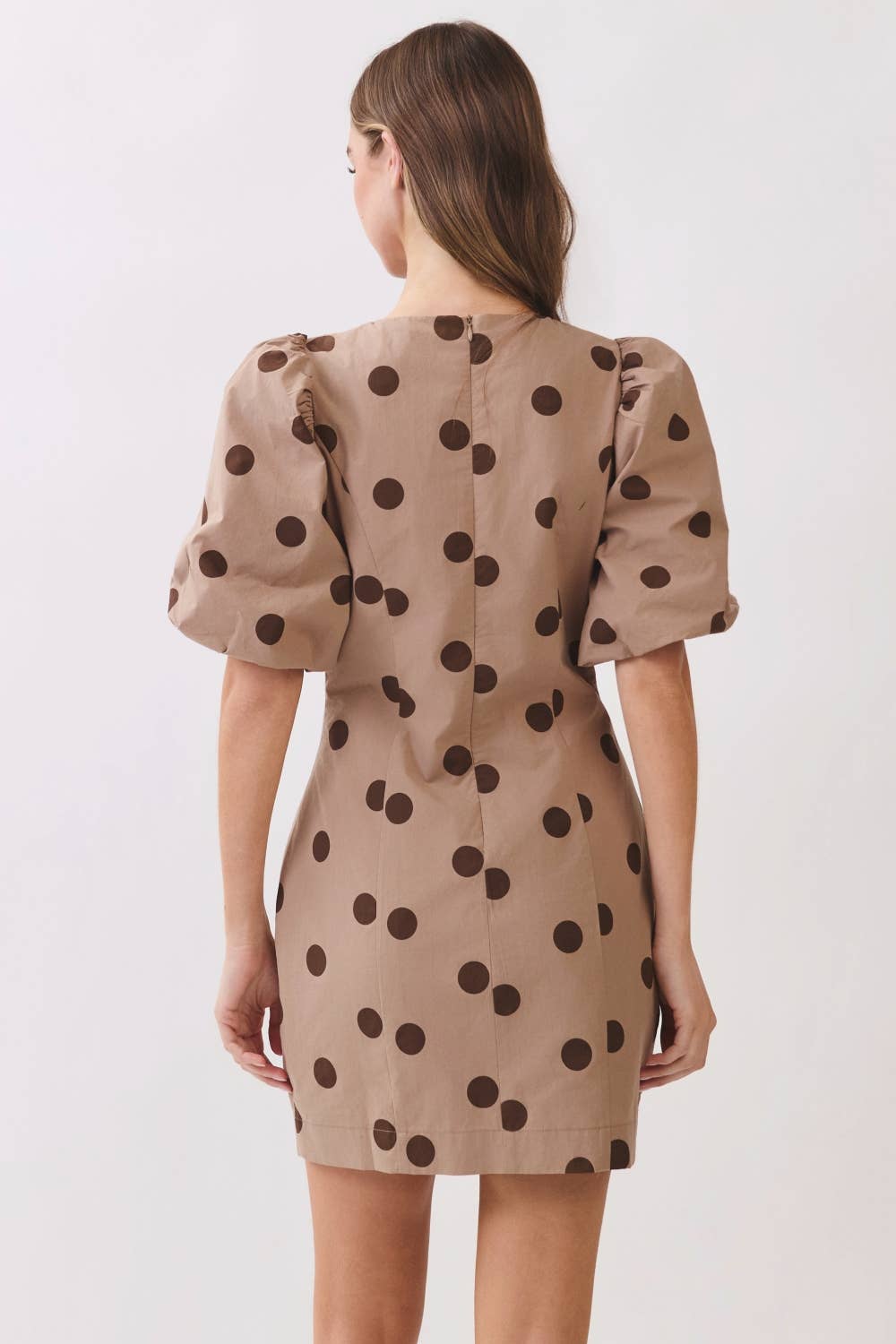 Polka Dot Dress - Taupe and Chocolate