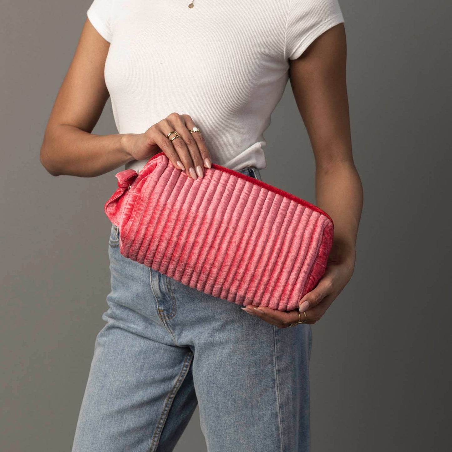 Pink & Red Velvet Travel Pouch