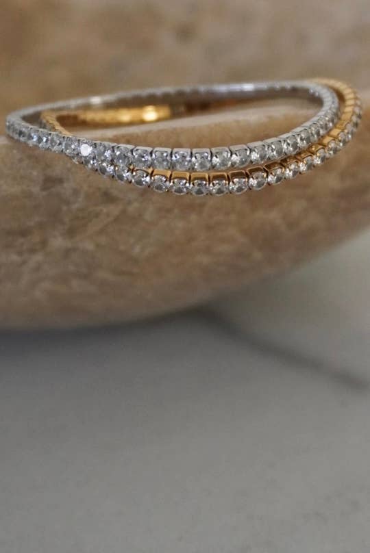 TENNIS BRACELET, GOLD, STRETCH