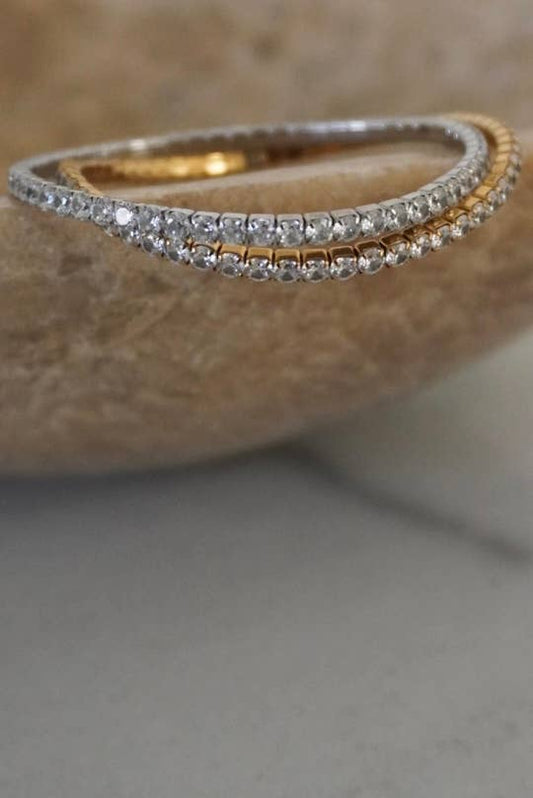 TENNIS BRACELET, GOLD, STRETCH