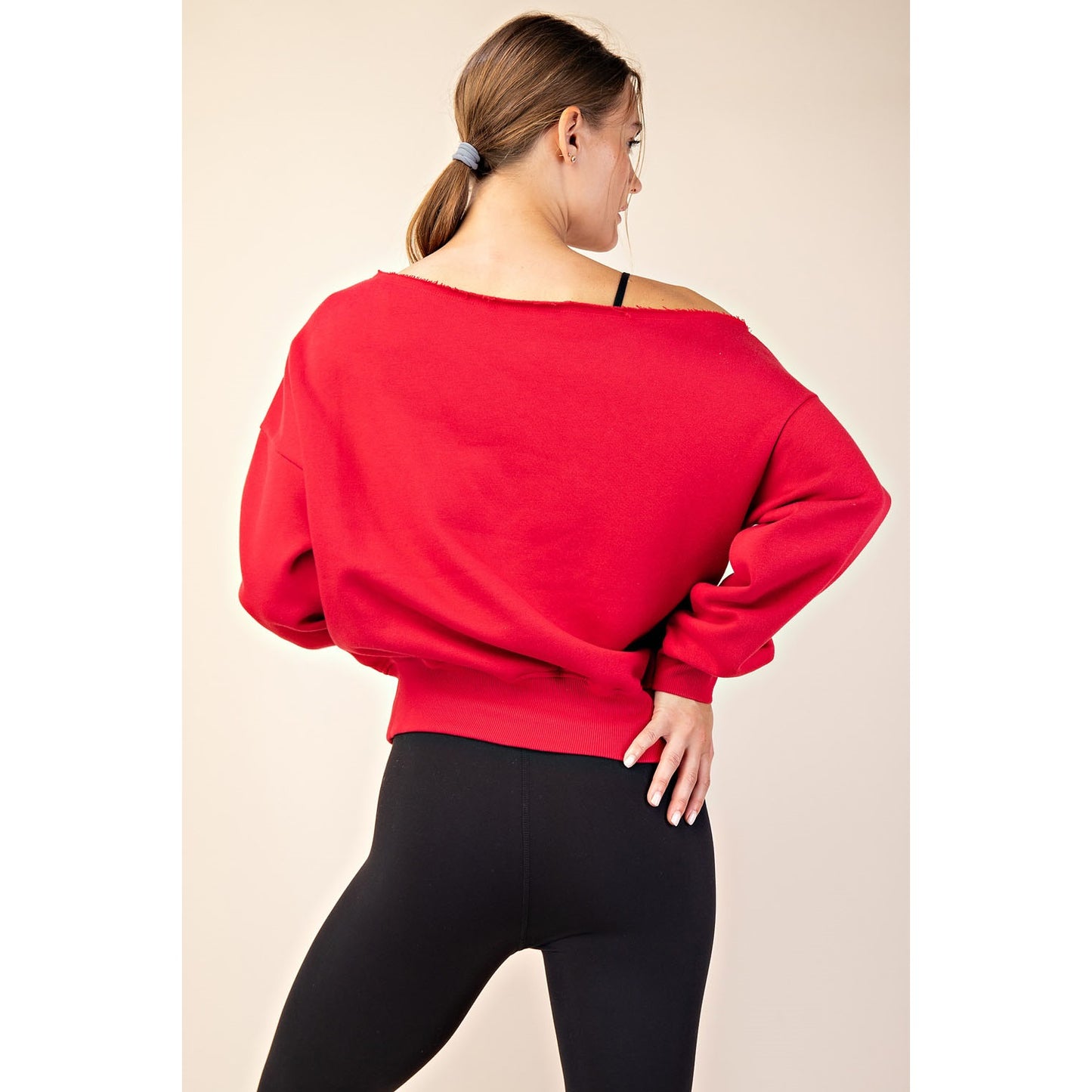 French Terry, Off The Shoulder, True Red