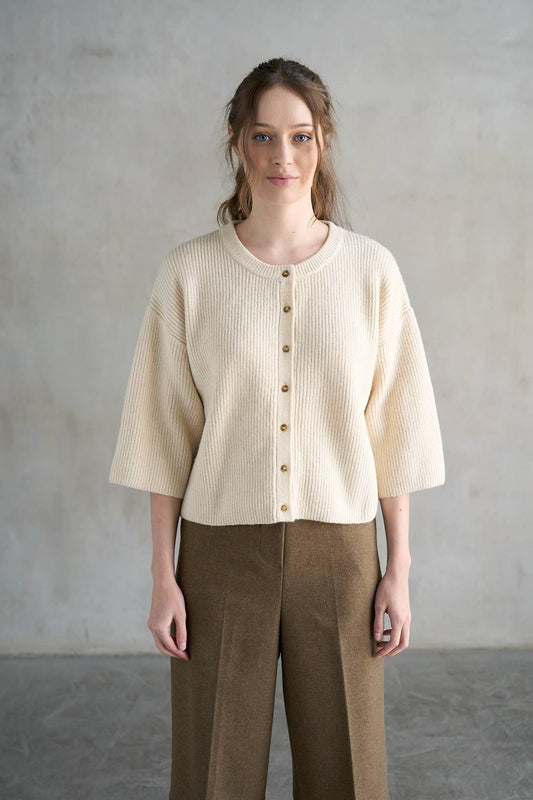 Button Down Sweater Cardigan, Cream