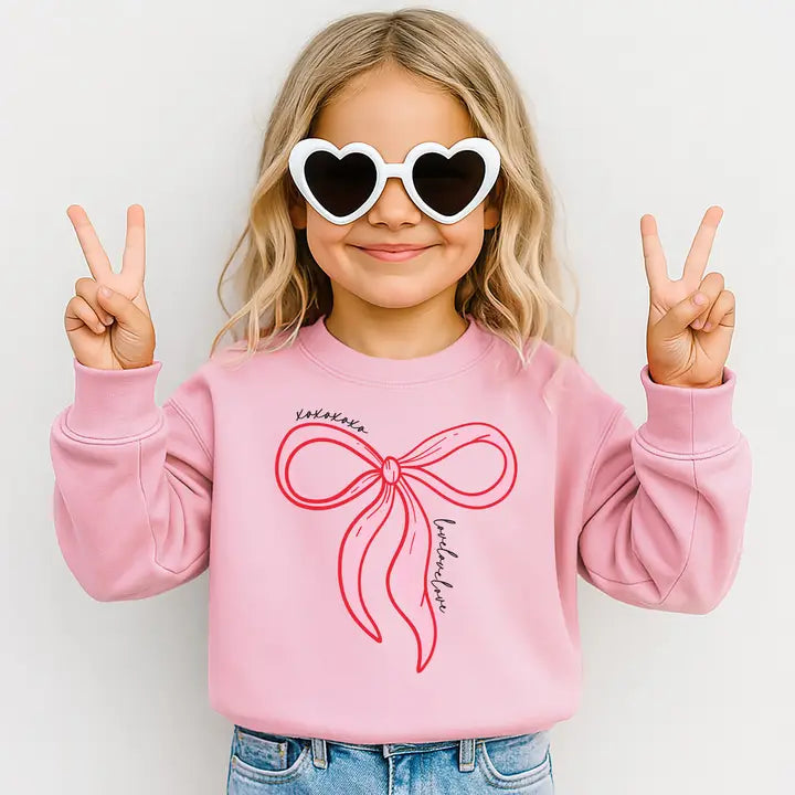 XOXO Bow Sweatshirt- Pink