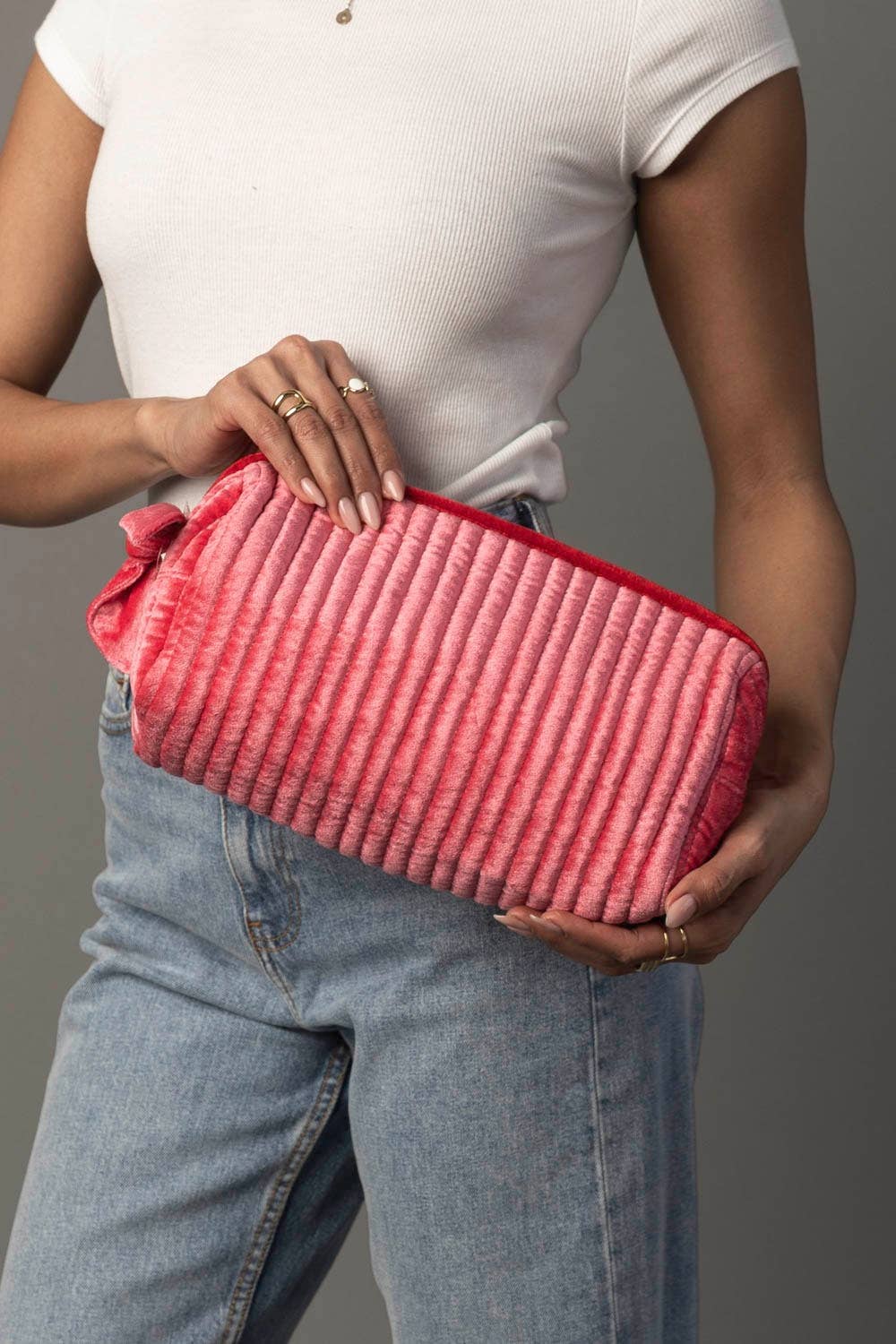 Pink & Red Velvet Travel Pouch