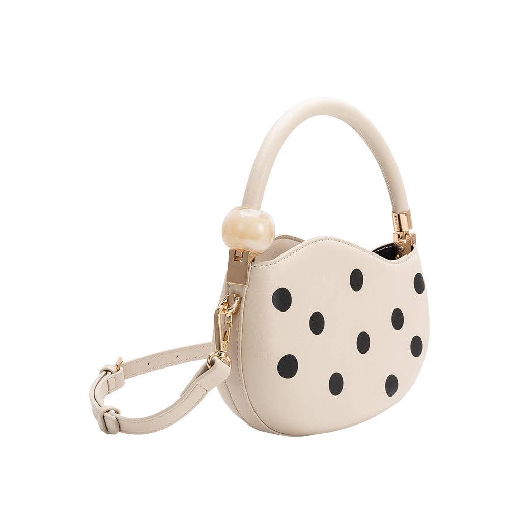 Jennie Cream Polka Dot Bag, Cream