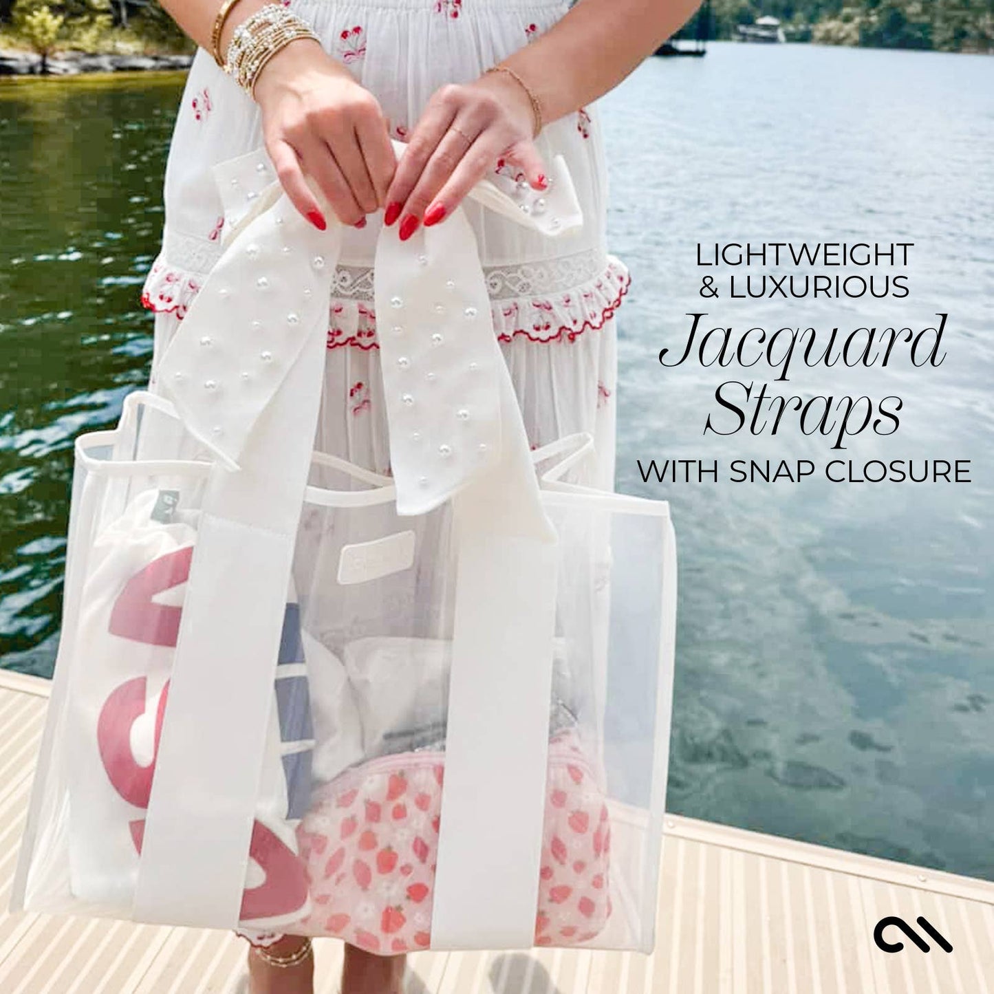 Ivory Pearl Bow Jelly Tote Bag