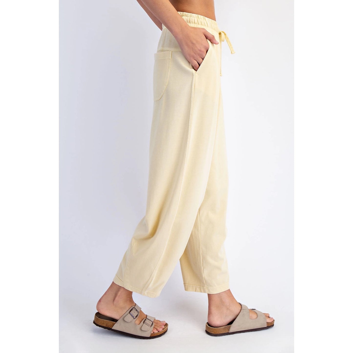 Mineral Washed Cotton Barrel Pant, Lemonilla