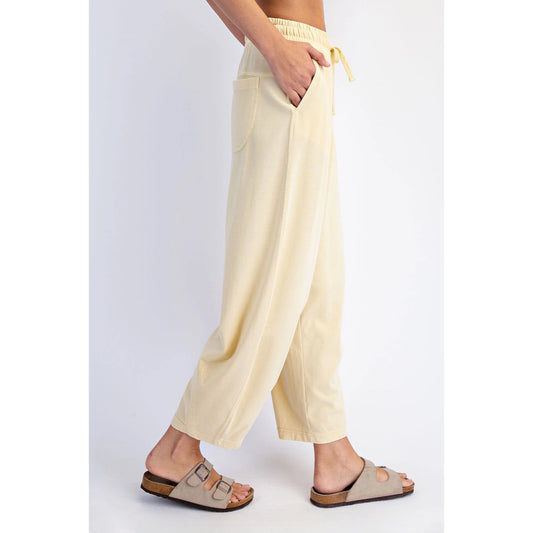 Mineral Washed Cotton Barrel Pant, Lemonilla