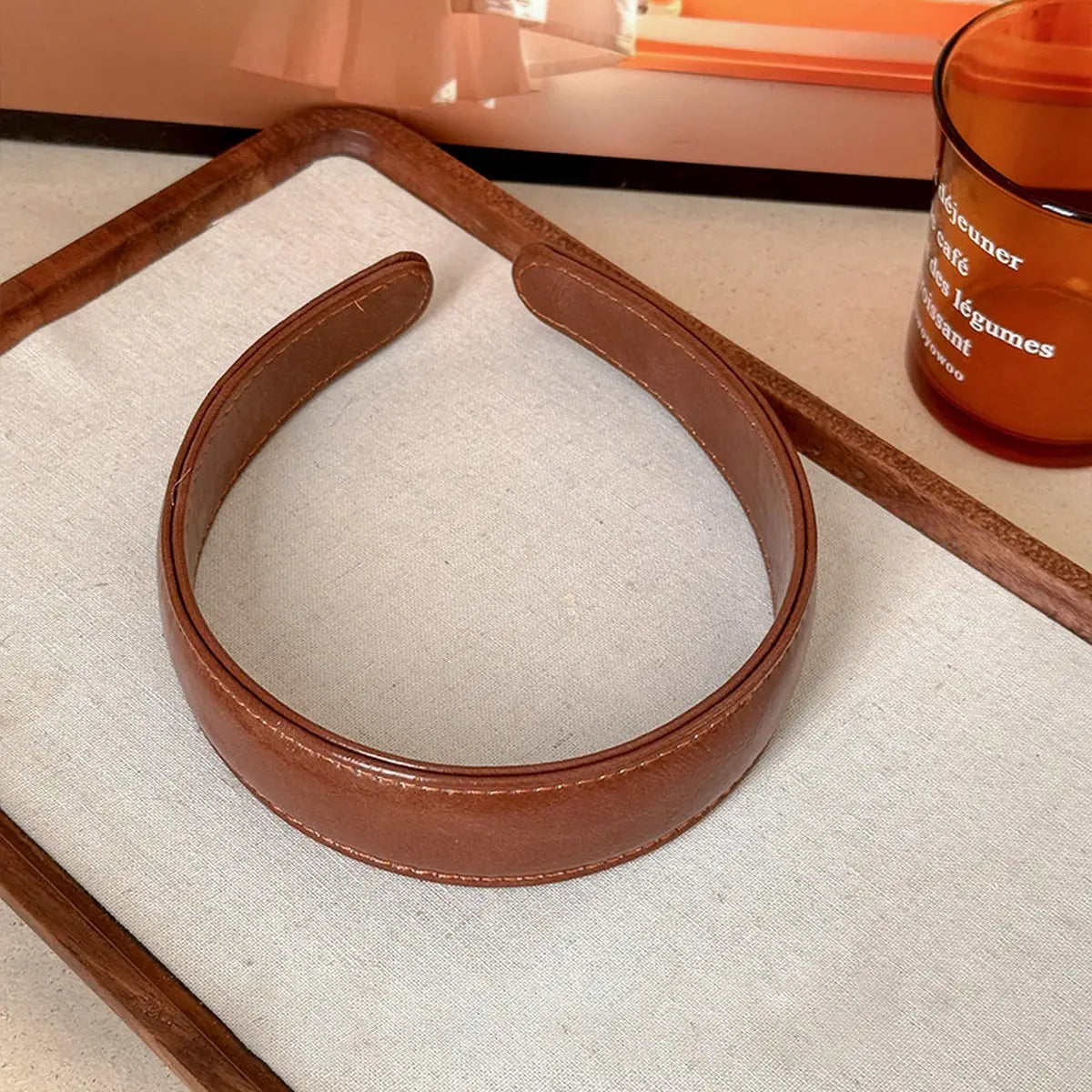 The Vintage Leather Headband- Brown