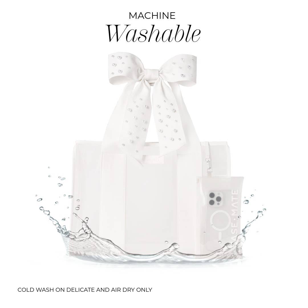 Ivory Pearl Bow Jelly Tote Bag