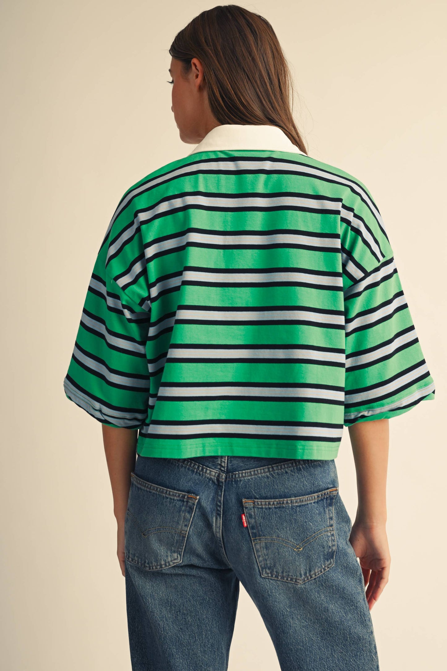 Striped Rugby Polo Top Tee