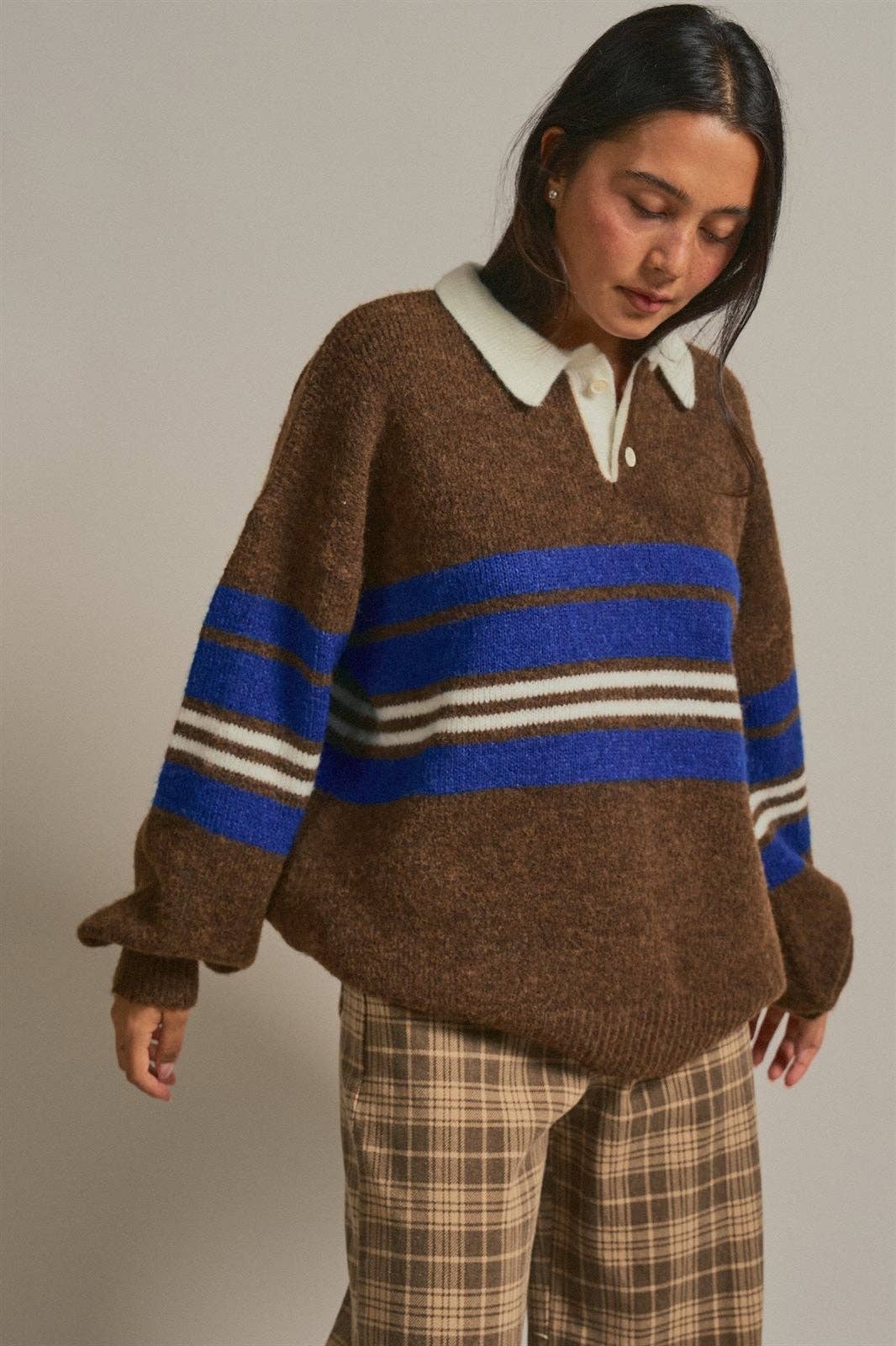 Rugby Polo Sweater - Olive Brown