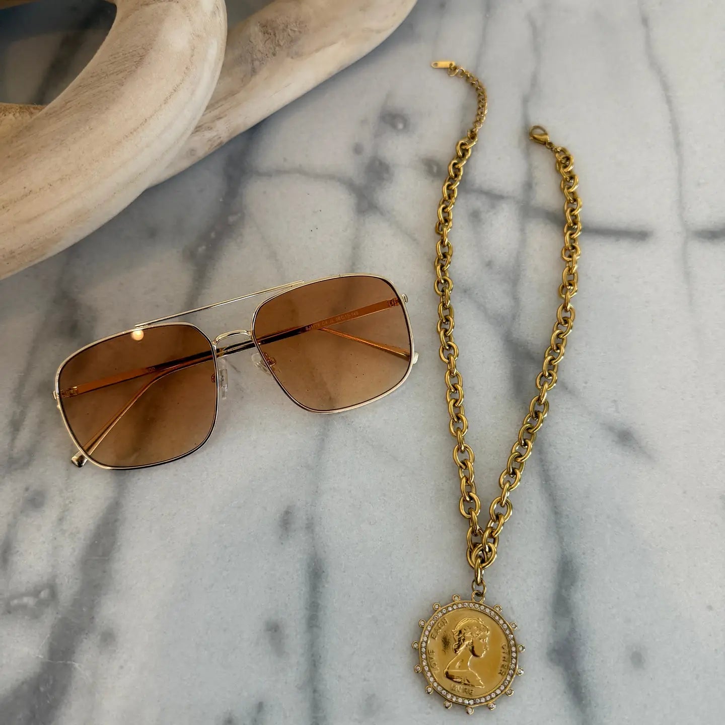 Small Coin Necklace, Gold