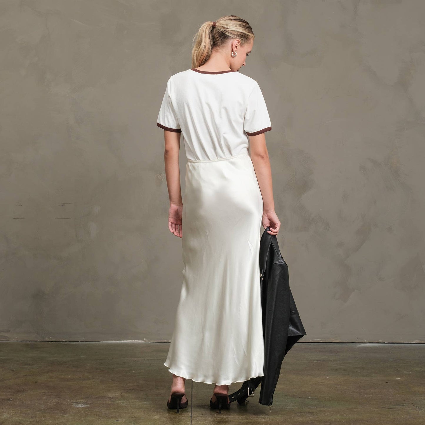 Bonjour Contrast Ringer Tee - RTK1036: WHITE/NAVY / S-M-L (3-2-1)