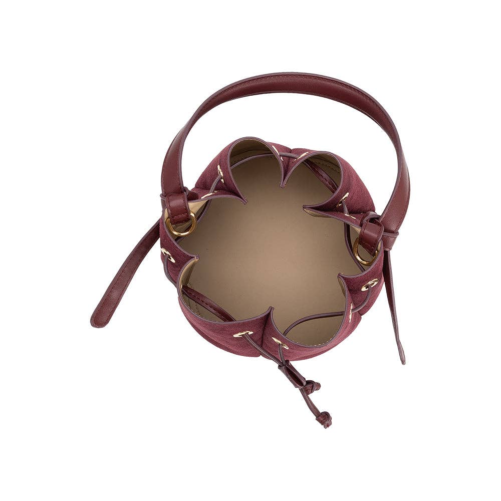 Laguna Mini Vegan Suede Top Handle Bag, Burgundy