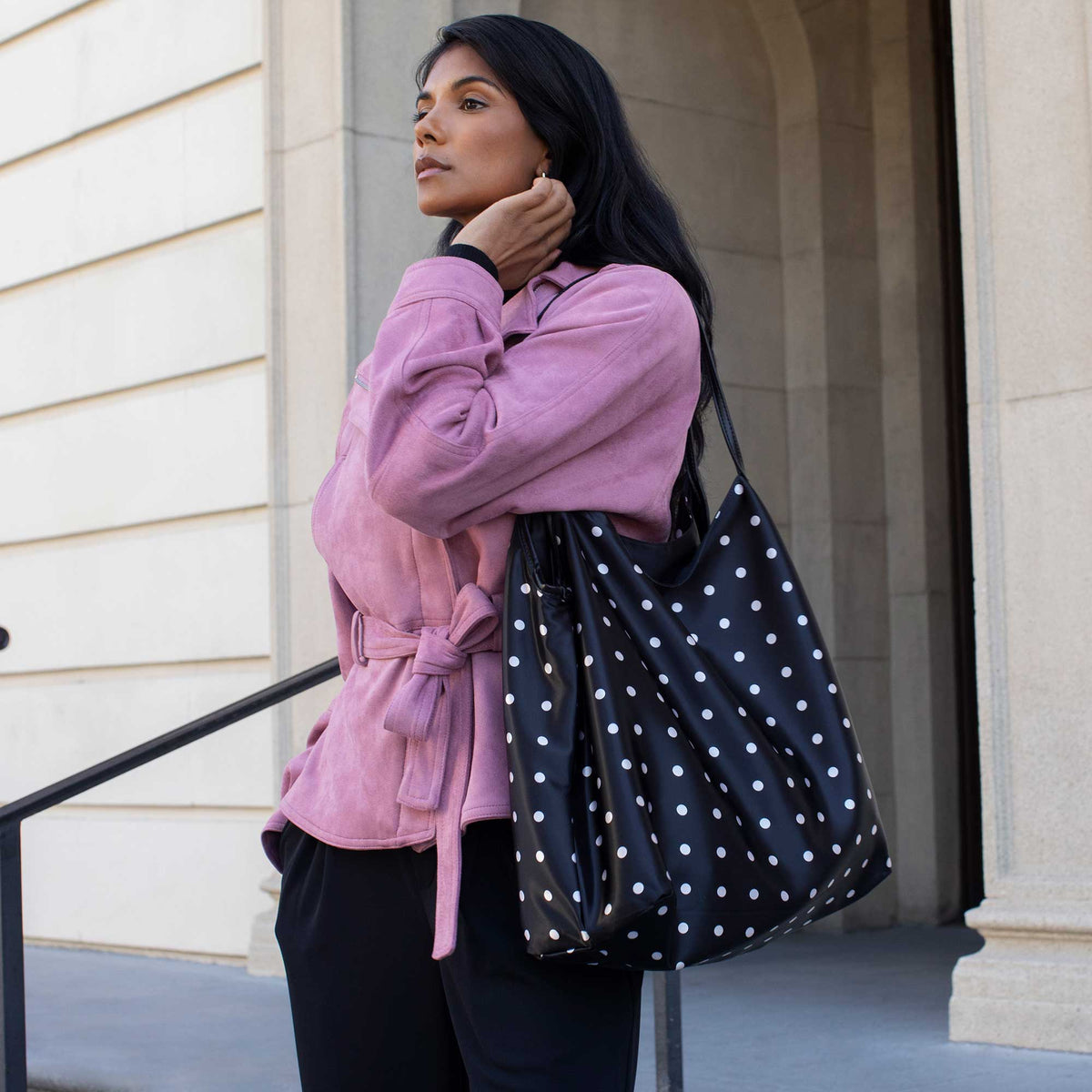 Cathy Burgundy Polka Dot Tote Bag