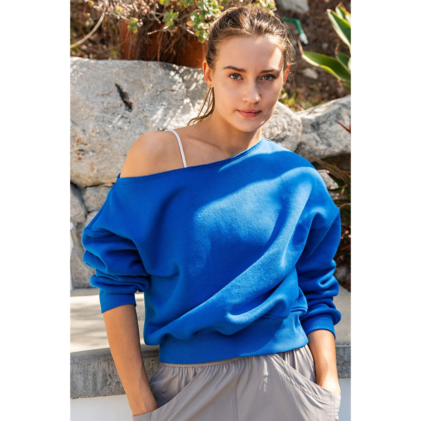 French Terry, Off The Shoulder, True Blue