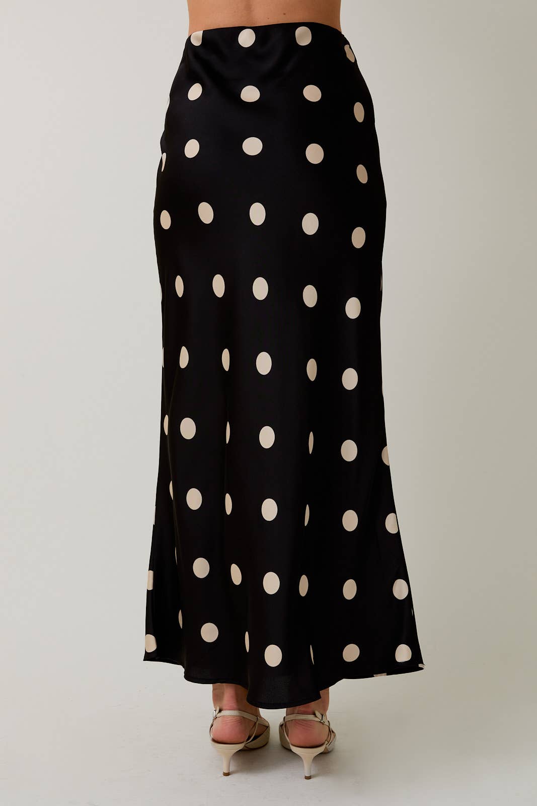 Satin Midi Skirt, Polka Dot