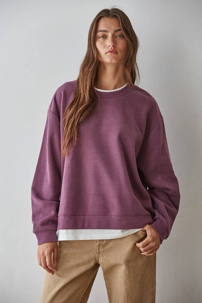 The Weekend Crew Neck Sweatshirt, Plum