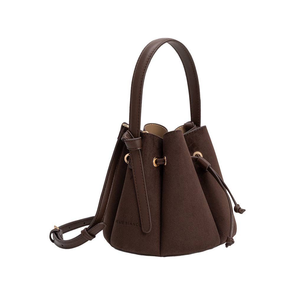 Laguna Mini Vegan Suede Top Handle Bag, Chocolate