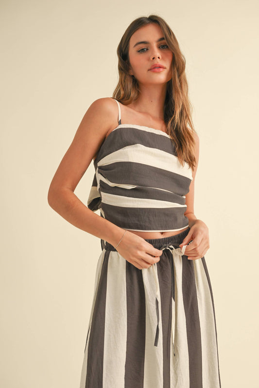 Wide-Stripe Top, Chocolate and White