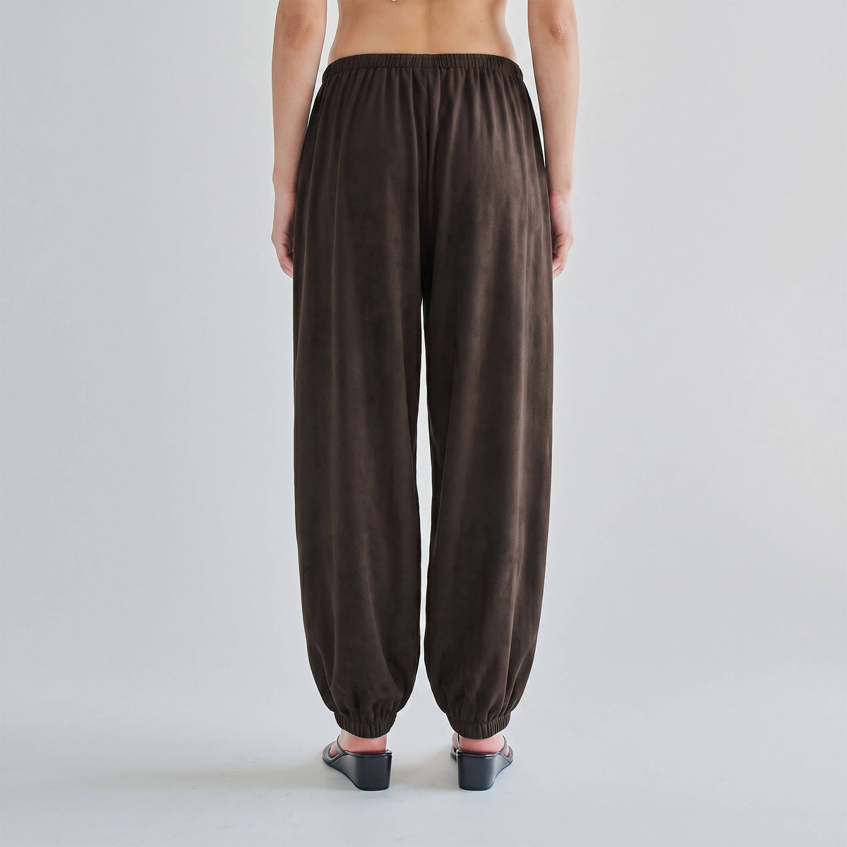 Drawstring Harem Jogger Pants - Chocolate