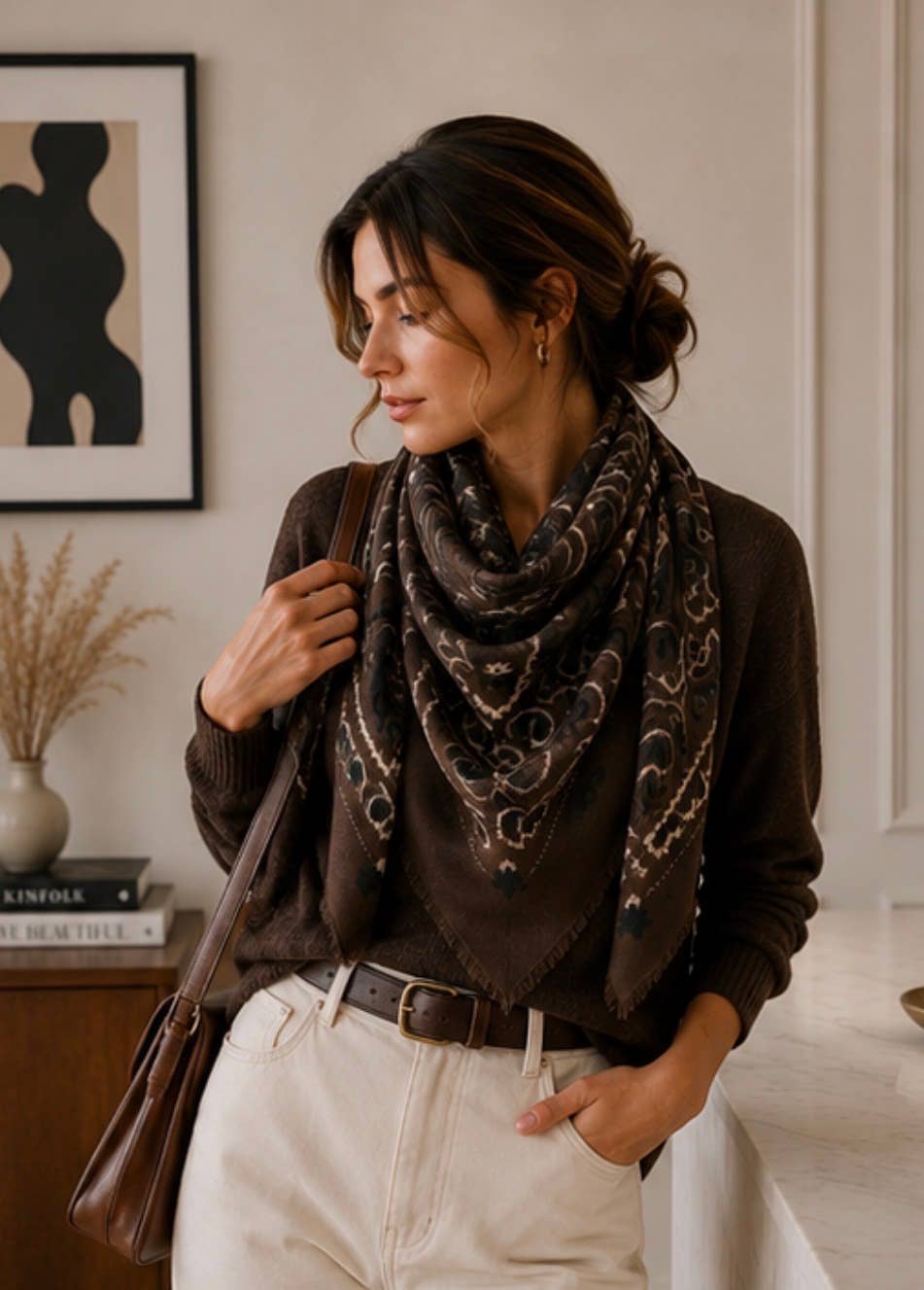 Dakota Bandana Scarf - Chocolate