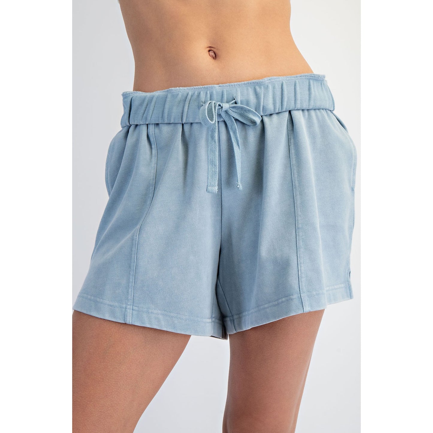 Mineral Washed Side Slit Short, Utility Blue