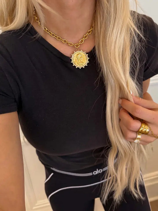 Small Coin Necklace, Gold